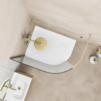 Emmi Curved Wetroom Panel Brushed Brass C2 LS