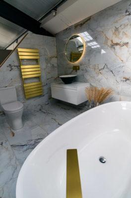 The Bath Bubble tiles and luxury radiator