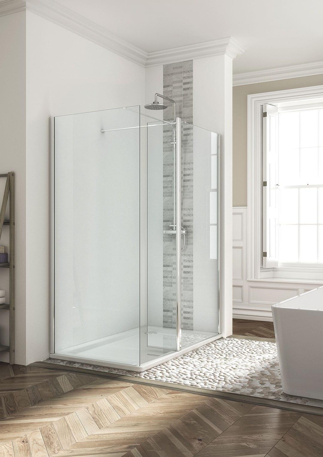 MyLife Bathrooms Wetroom Panel With 300mm Return With Side Panel FLIPPED