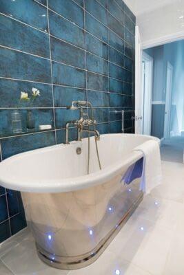 Original Style Tileworks Montblanc Bathroom with Blue Wall